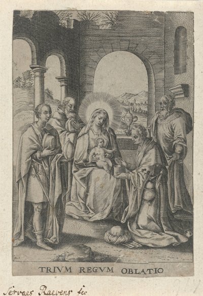 Adoration of the Kings (title on object) Trium Regum Oblatio by Servatius Raeven