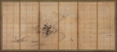 Landscape: Hills and Buildings by Sesson Shukei