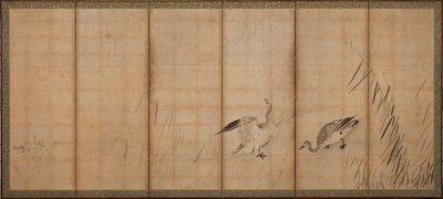 Two Geese and Grasses, Muromachi Period by Sesson Shukei