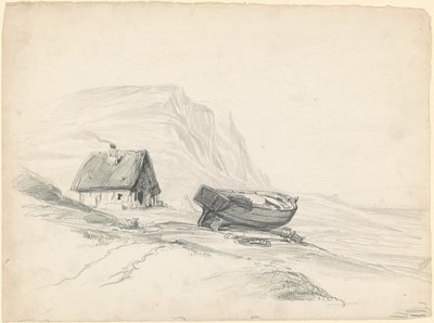 House and Boat at the Shore by Seth Wells Cheney