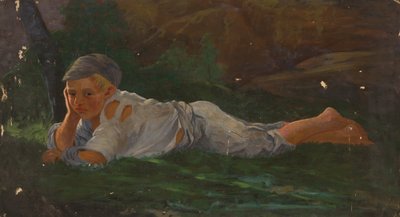 Boy Lying on the Ground by Severin Falkman