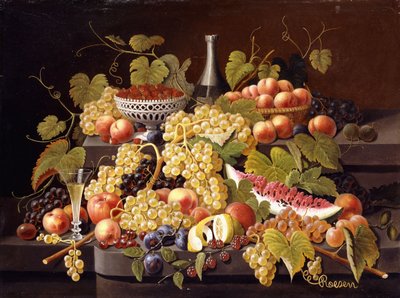 Still Life with Fruit and Champagne by Severin Roesen