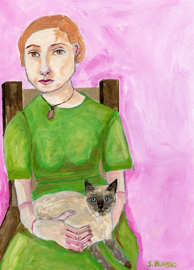 Woman with Siamese Cat by Sharyn Bursic