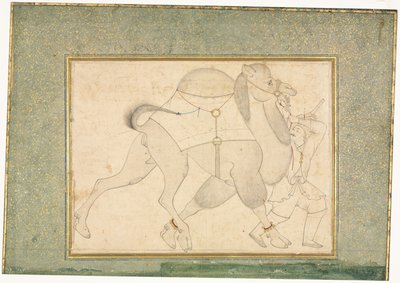 Camel and Groom, Single Page Illustration, c. 1545-1576 by Shaykh Muhammad