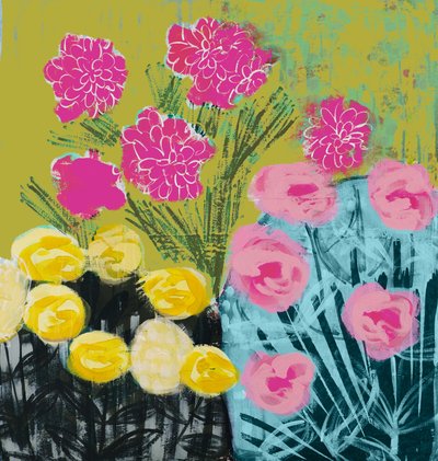 Vibrant Abstract Flowers by Shelley Hampe