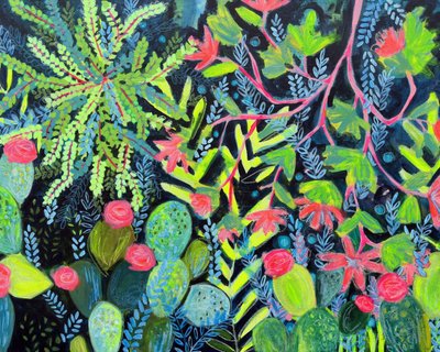 Vibrant Cactus Garden by Shelley Hampe