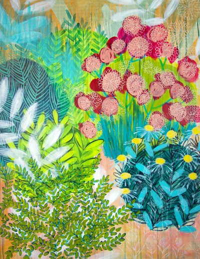Vibrant Garden Flowers by Shelley Hampe