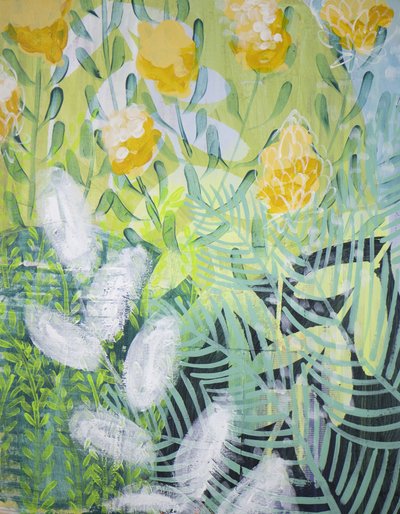 Yellow Floral Garden by Shelley Hampe