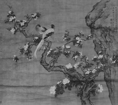 Flowering Crabapple and Pair of Birds by Shen Nanpin