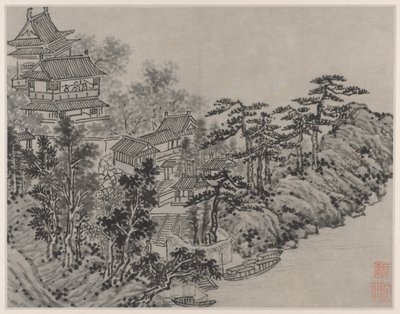 Twelve Views of Tiger Hill, Suzhou: Cloud-Climbing Pavilion by Shen Zhou