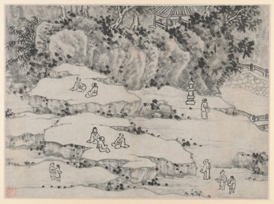 Twelve Views of Tiger Hill, Suzhou: The Nodding Stone Terrace, Tiger Hill by Shen Zhou