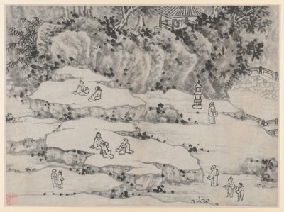 Twelve Views of Tiger Hill, Suzhou: The Nodding Stone Terrace, Tiger Hill, and the Thousand-Man Seat by Shen Zhou