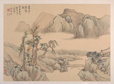 Landscape, dated 1827 by Shen Zhuo