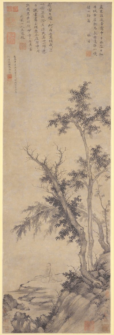 Recluse Fishing by Autumn Trees, Dated 1350 by Sheng Mou