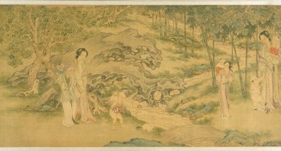Women and Children in a Garden by Shi Wang