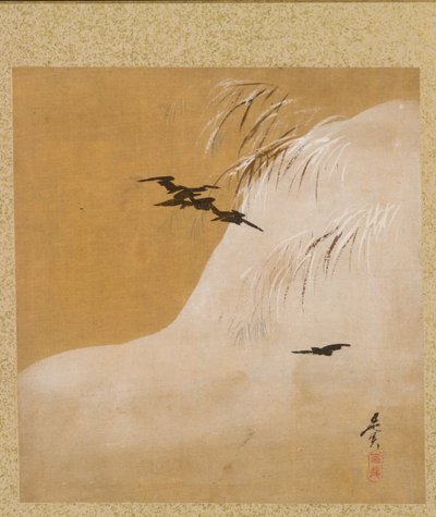 Birds in Snow from Album of Paintings by the Venerable Zeshin by Shibata Zeshin