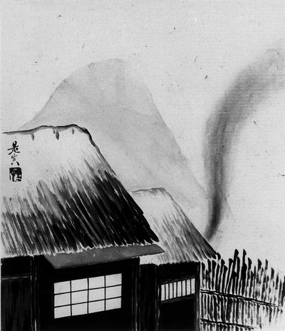Cottage and Mountains by Shibata Zeshin