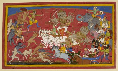 Battling the ten-headed Demon King Ravana, 