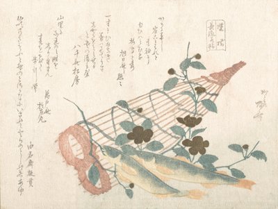 Sweet Fishes of the Nagara River, with Baskets and Flowers by Shinsai