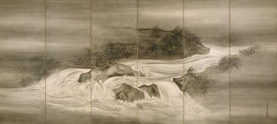 River Landscape with Fireflies, 1874 by Shiokawa Bunrin