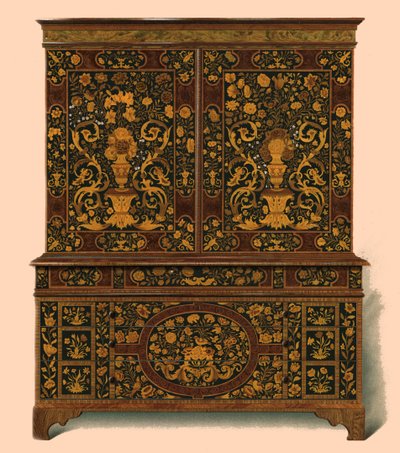 Cabinet press inlaid with marquetry by Shirley Charles Llewellyn Slocombe