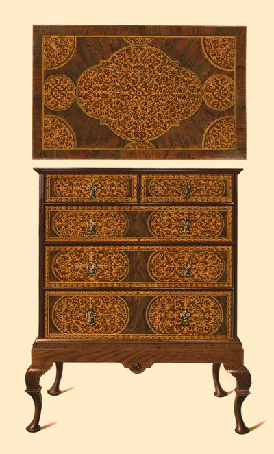 Chest of drawers inlaid with marquetry by Shirley Charles Llewellyn Slocombe