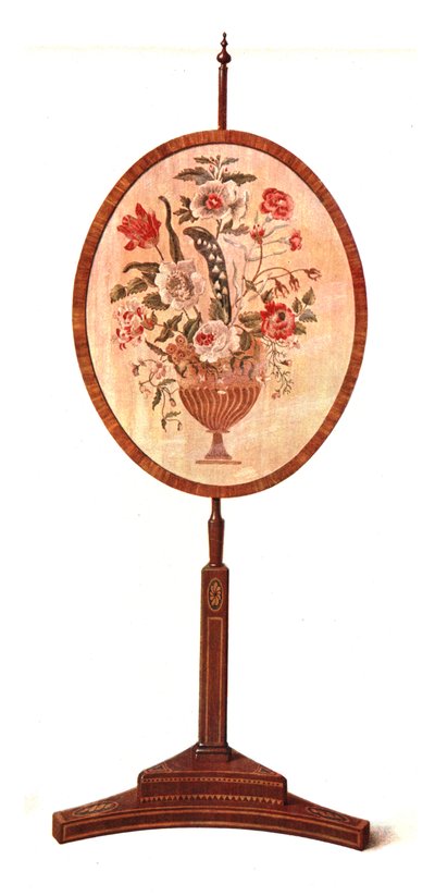 Inlaid Mahogany Pole Screen by Shirley Charles Llewellyn Slocombe