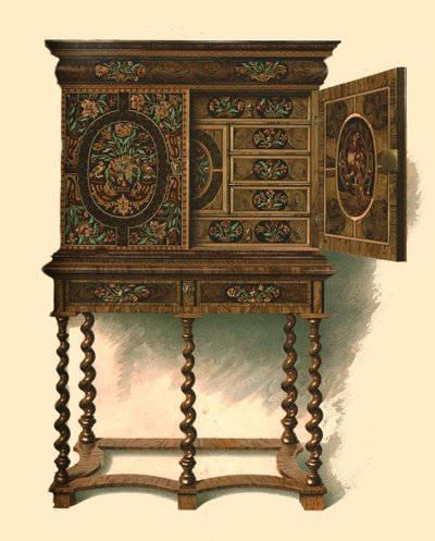 Walnut Cabinet Inlaid with Marquetry by Shirley Charles Llewellyn Slocombe