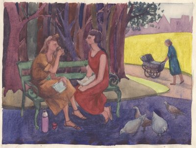 An Incident in the Park, 1952 by Shirley Markham