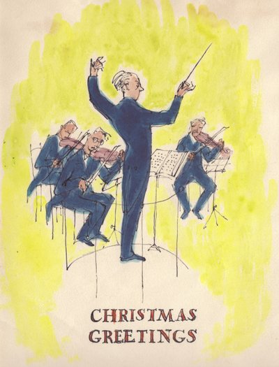 Conductor and Orchestra, Christmas Card, 1952 by Shirley Markham