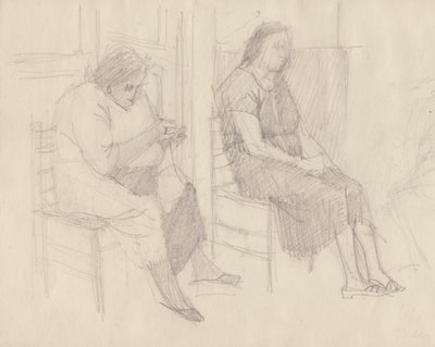 Old Women Knitting by Shirley Markham