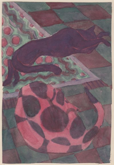 Sleeping Dog and Cat, c1951 by Shirley Markham