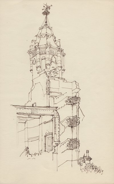 Turret of Ruined Building, c1950 by Shirley Markham