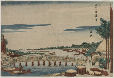 A View of the Great Bridge at Senju in Musashi Province by Shotei Hokuju