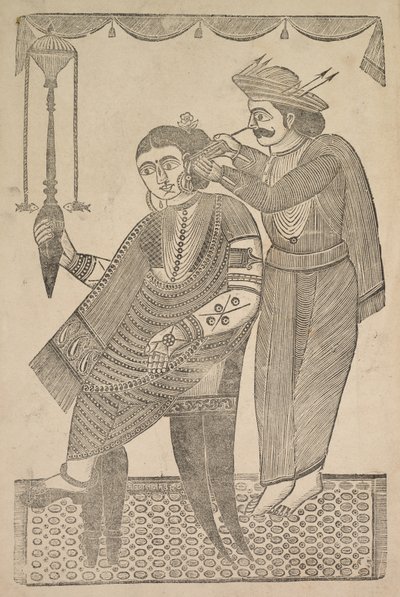 A Barber Cleaning the Ear of a Courtesan by Shri Gobinda Chandra Roy