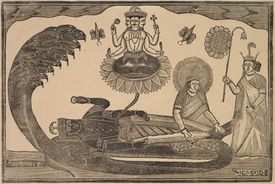 Anantasayan (Vishnu Reclining on Serpent Ananta) by Shri Gobinda Chandra Roy
