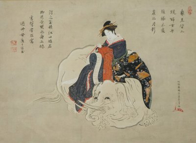 Courtesan of Eguchi, Painting: 1770-80, Inscription: 1820s-1830s by Shunsho