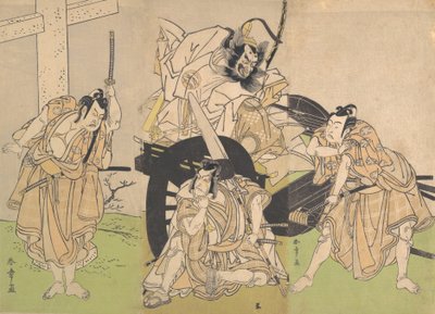 Kabuki Actors Ichikawa Yaozo II, Nakajima Mihoemon II, Ichikawa Ebizo III by Shunsho