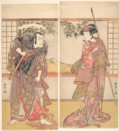 Kabuki Actors Osagawa Tsuneyo II and Ichikawa Danjuro V by Shunsho