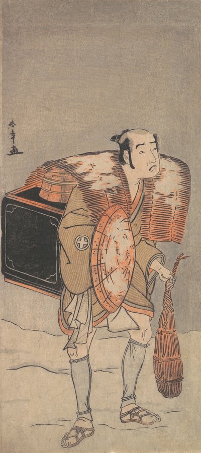 Otani Tomoemon as a Peddler Trudging Through the Snow by Shunsho