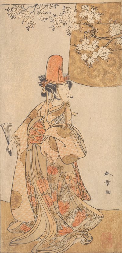 Segawa Tomisaburo in the Role of Musume Dojoji in Hanagatami Kazaori Eboshi by Shunsho