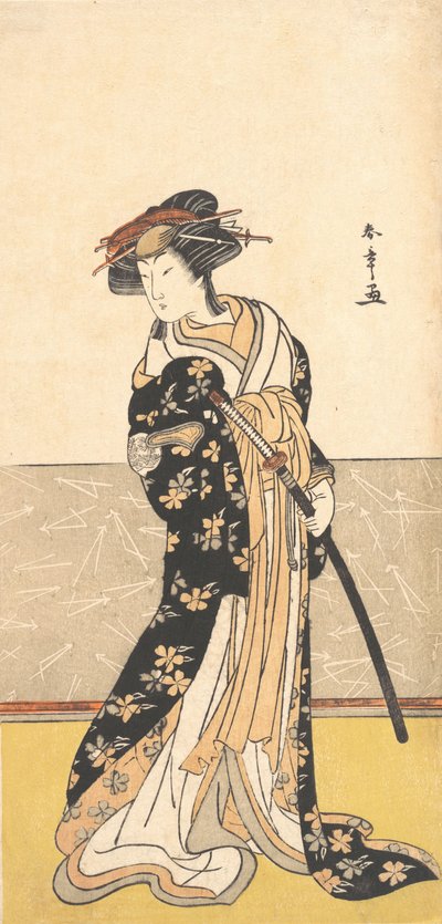 The Actor Nakamura Riko, as a Courtesan with a Sword, ca. 1780 by Shunsho