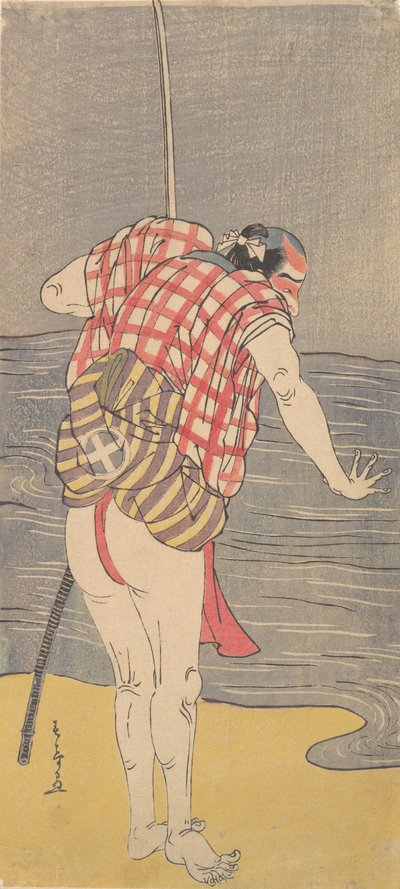 The Actor Otani Hiroemon III as Man Ready to Wade into the Sea with a Drawn Sword, ca. 1775 by Shunsho