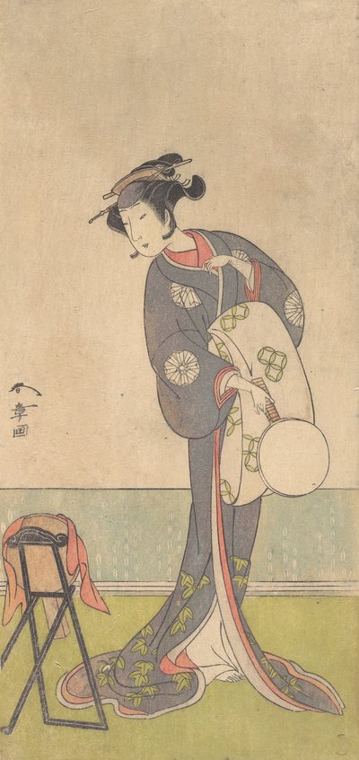 The First Nakamura Tomijuro as an Oiran Standing in a Room by Shunsho