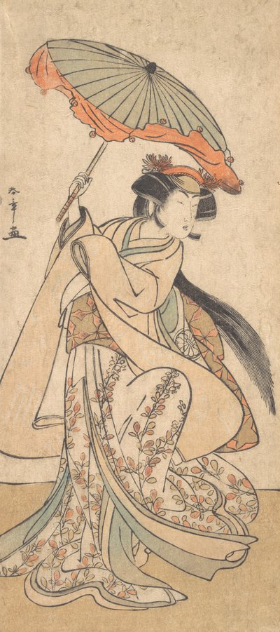 The Third Segawa Kikunojo as a Woman Dancing in a Shosa Act, ca. 1785 by Shunsho