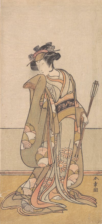 The Third Segawa Kikunojo as a Woman Walking Toward the Right by Shunsho