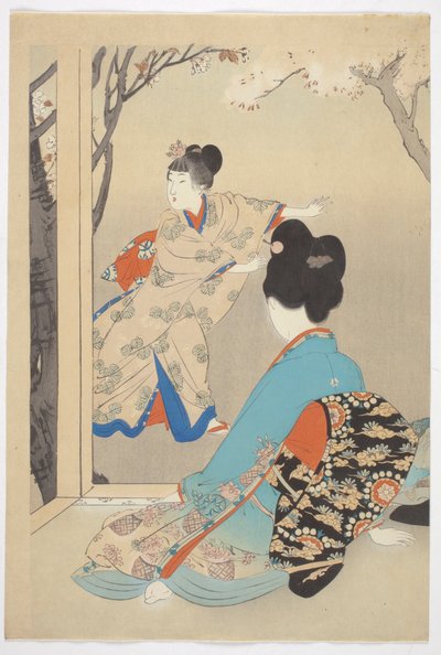 Three Blooming Cherry Trees by Shuntei Miyagawa
