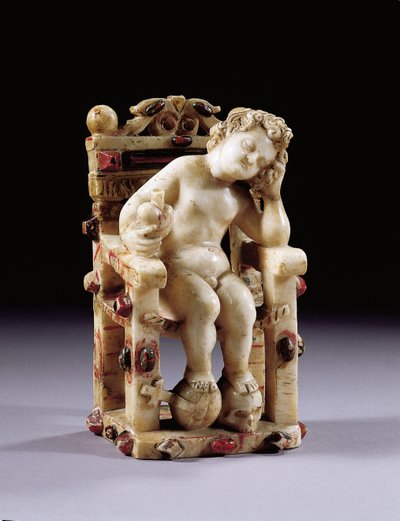 Figure of the infant Christ child seated on a throne, early 17th century by Sicilian School