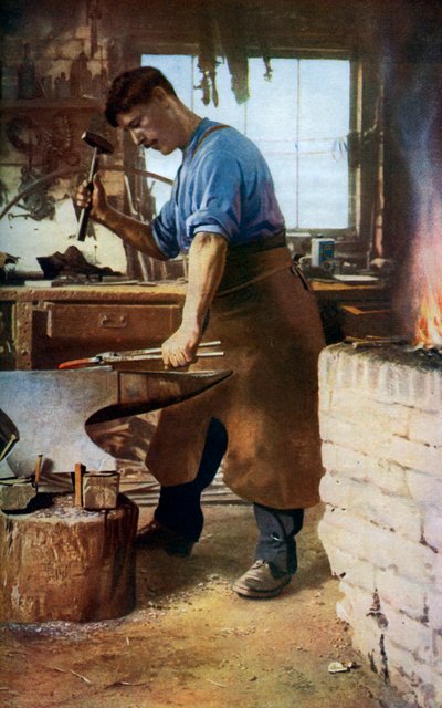 Blacksmith at Work, England, c1922 by Sidney H Nicholls