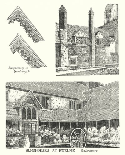 Almshouses at Ewelme, Oxfordshire by Sidney Heath